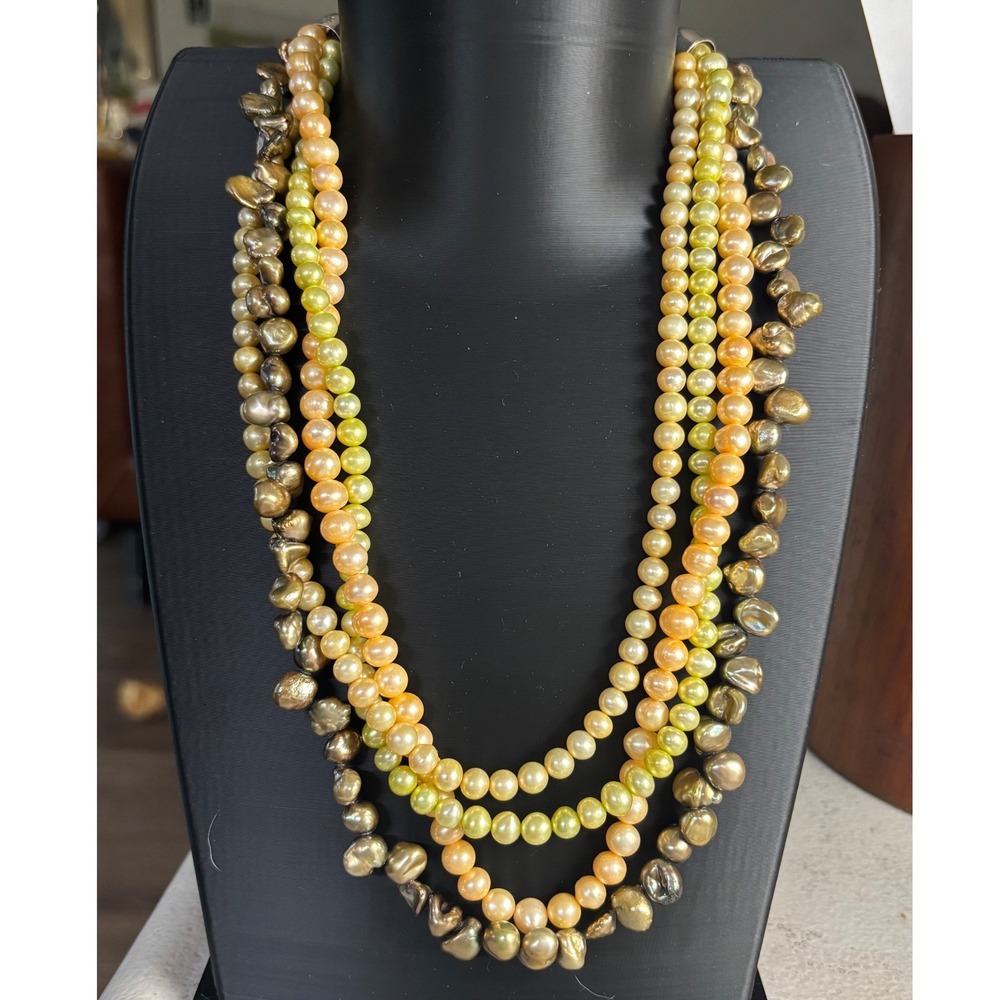 Jay King DTR Multi-Strand Cultured Freshwater Pearl Necklace Sterling Silver 925
